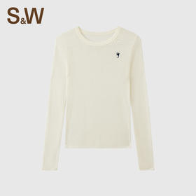 【SW速惟】袖圆领裸感修身T恤羊毛舒适上衣4562