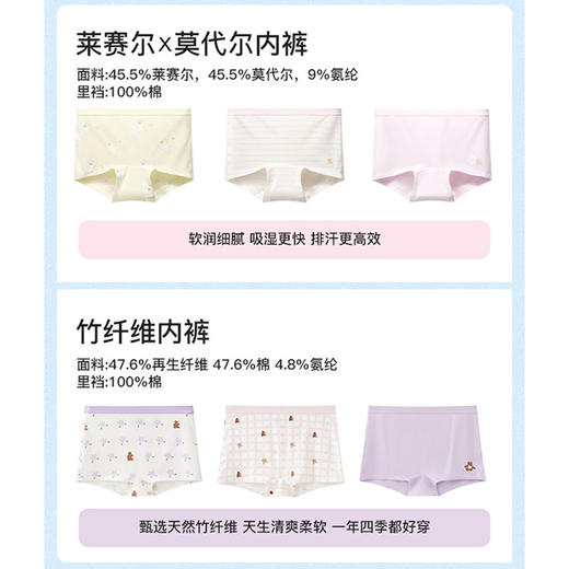 【E】likeuu成人内裤女款a类莱莫成人女平角三角短款5条装LC3261091 商品图4