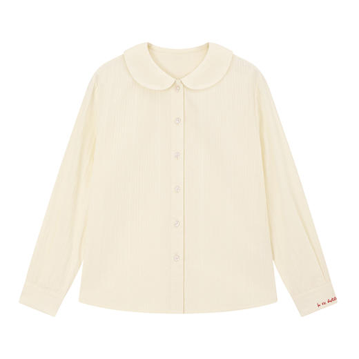 💕春3童装法式棉布刺绣娃娃领甜美长袖衬衫 商品图4