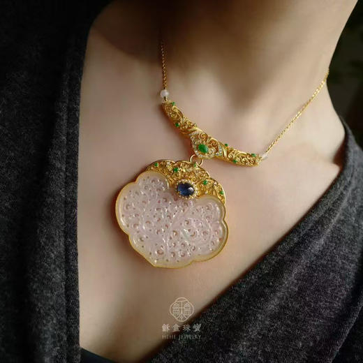 龢盒原创 白冰凝翠 银镶白冰如意大锁三用款 商品图6