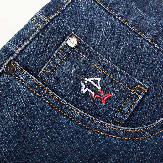 德鲨春夏新款棉质牛仔裤男青年蓝色直筒裤子男装休闲长裤 商品图1