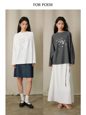 ForPoem 26/SS 原创设计小马烫金长袖T恤宽松