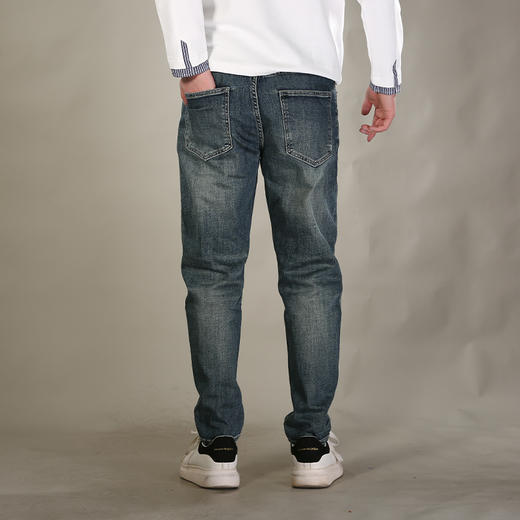 DRONKOO 2026 织带腰带表袋右后袋蓝标加绣线中厚牛仔长裤 商品图4