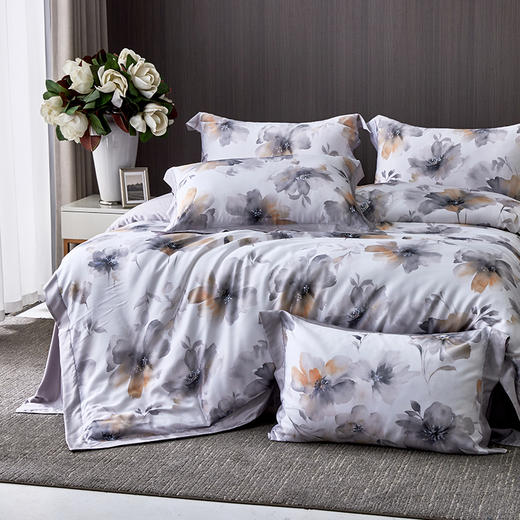 多喜爱 60S兰精天丝四件套 萃嘢/黛雾/墨苒/竹憶/花慕里 【奥地利进口兰精天丝】【礼盒包装】【三方拼框】【专利床单】如丝柔滑 如水沁凉 商品图3