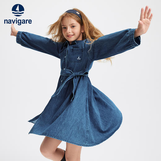 【 纳维凯尔】【120-165】意大利小帆船女童牛仔连衣裙 商品图4