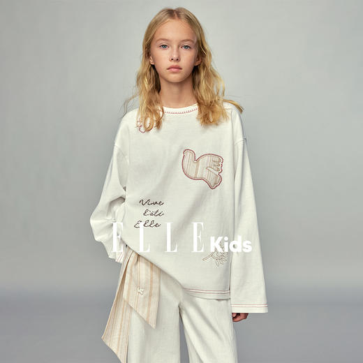 💕【特价】春季童装-休闲撞色贴布绣长袖T恤6645EL 商品图1