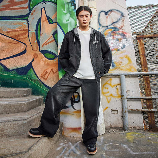 Dickies老爹风水洗牛仔IKE连帽夹克 松弛感baggy风 男女同款DK0 商品图1