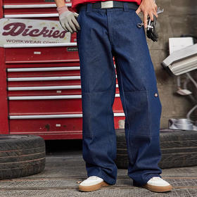 Dickies春夏水洗牛仔双膝裤宽松廓形工装风牛仔裤男女情侣直筒长裤
