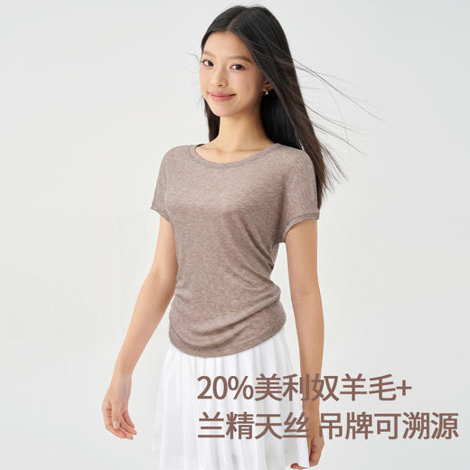 【路路家精选】新款精选美利奴羊毛兰精天丝圆领运动短袖宽松显瘦速干健身瑜伽服 商品图2