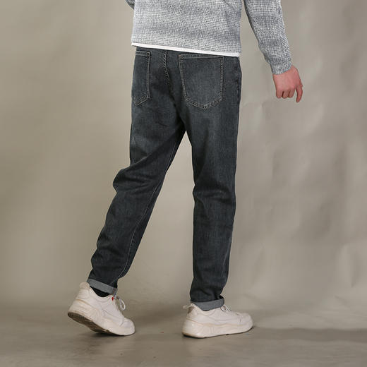 DRONKOO 2026 正常腰表袋后白棕绿小圆圈绣线中厚牛仔长裤 商品图3