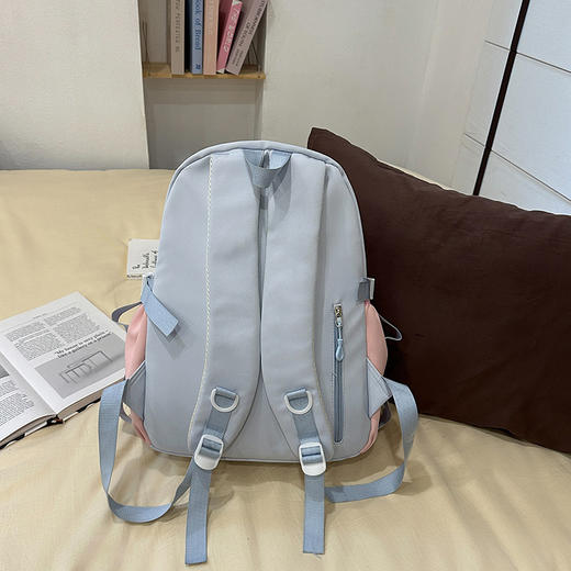 【开学季❗️撞色学院风双肩包】软萌可爱褶皱花边痛包，减负护脊透气舒适，加宽加厚肩带，新升级护脊减负，男女孩童可爱休闲太空双肩背包开学季L 商品图2