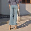 半身缘女裤 春季亲肤透气舒适百搭显高微喇牛仔裤261202M30120194 商品缩略图4