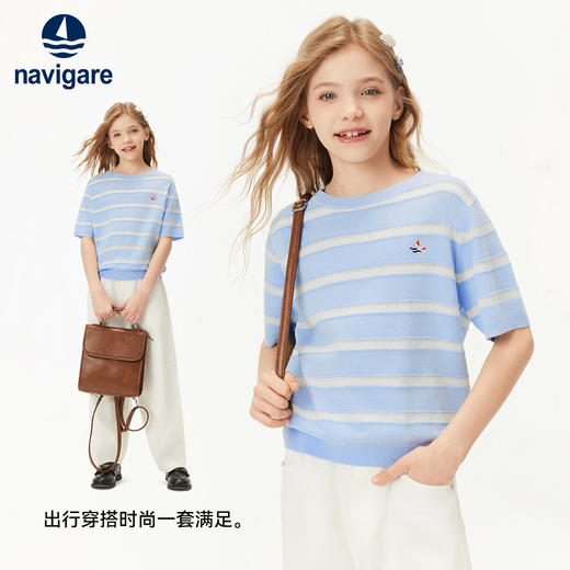 【纳维凯尔】【120-165】Navigare意大利小帆船童装女童夏季短袖针织衫 商品图3