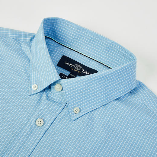【纯棉】德鲨2025春新款长袖衬衫男青年时尚格子休闲衬衣 商品图2