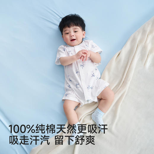 【商场同款】英氏婴儿连身衣女宝男宝夏季短袖哈衣宝宝居家连体衣 商品图4