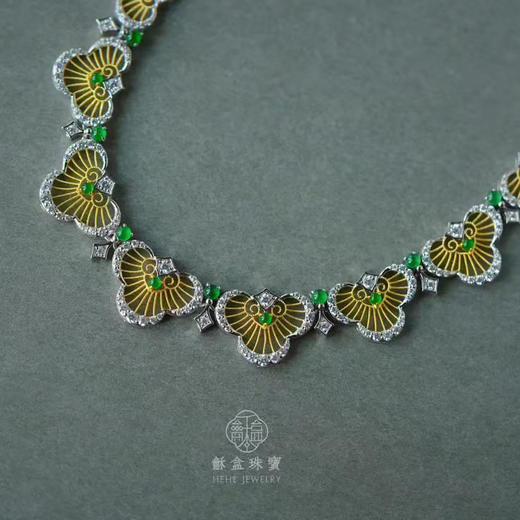 龢盒原创 银镶冰绿翡翠羽翼锁骨链 商品图1