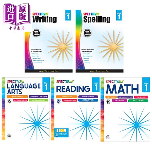 【中商原版】美国新课标教辅 光谱练习册 Spectrum Workbook 一年级Grade 1 英语数学启蒙5册 美国Carson Dellosa 英文原版 商品图0