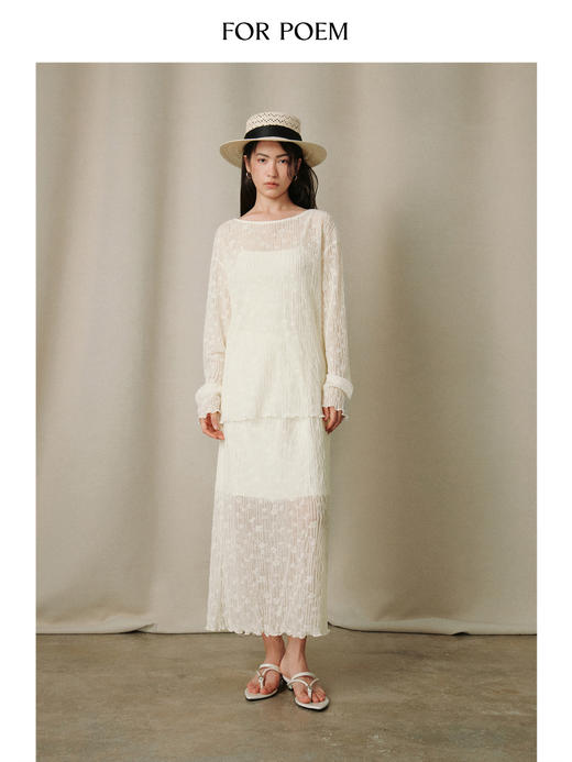 ForPoem 26/SS 原创设计花朵条纹针织套装半裙 商品图3