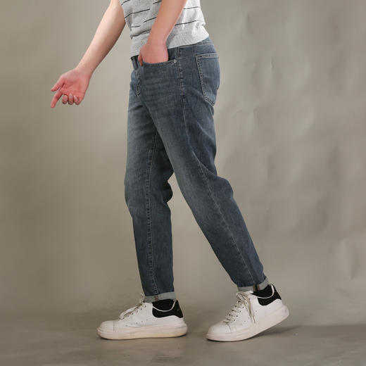 DRONKOO 2026 正常腰表袋右后袋竖长条绣线压胶中厚牛仔长裤 商品图2