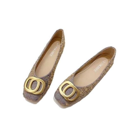 百搭金属扣浅口方头豆豆鞋女新款简约温柔风舒适平底单鞋35-40★娃娃优选 商品图4