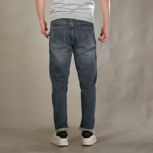 DRONKOO 2026 正常腰表袋右后袋竖长条绣线压胶中厚牛仔长裤 商品图4