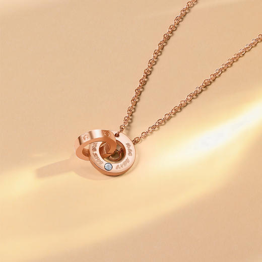 金六福吉祥钛钢双环套链★ 商品图2