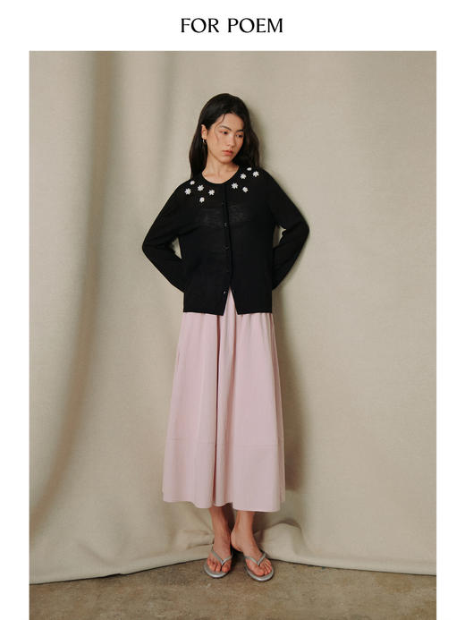 ForPoem 26/SS 原创设计汉麻莱赛尔轻薄花朵针织罩衫开衫 商品图3