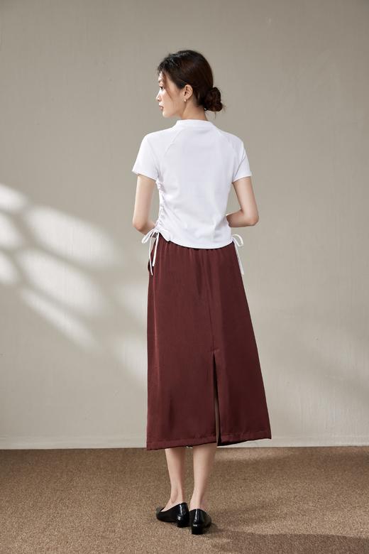 热卖中！！2026 新中式国风套装女 T恤显瘦遮胯A字长裙套装  刺绣盘扣短袖简约气质休闲百搭 商品图4