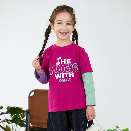 【长袖假两件】棉花堂 针织长袖假两件T恤 100%棉 10A抗菌 透气柔软 FD61022 商品图5