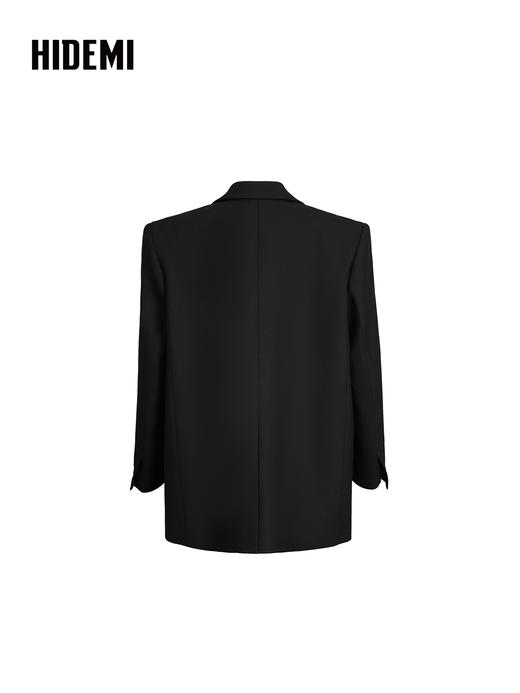 HIDEMI 绵羊毛设计感黑色翻领西装西服外套 商品图7