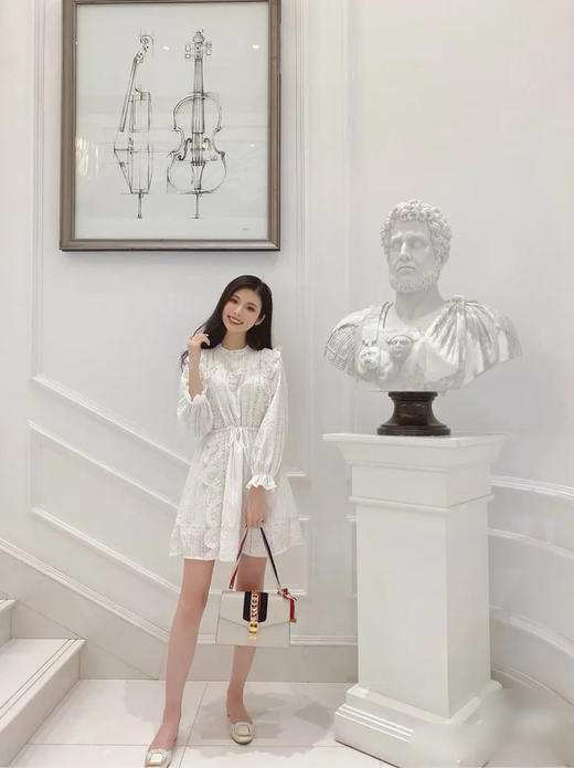 Gucci 塞尔维亚 白色 box牛皮 中号 丝巾包 商品图2