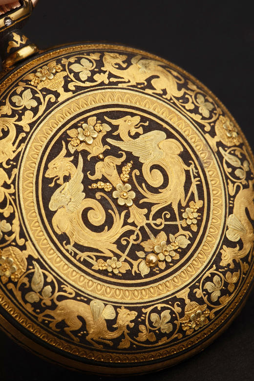 独角鹿西洋古董1900年代瑞士Longines工坊出品大马士革纹饰怀表 商品图4