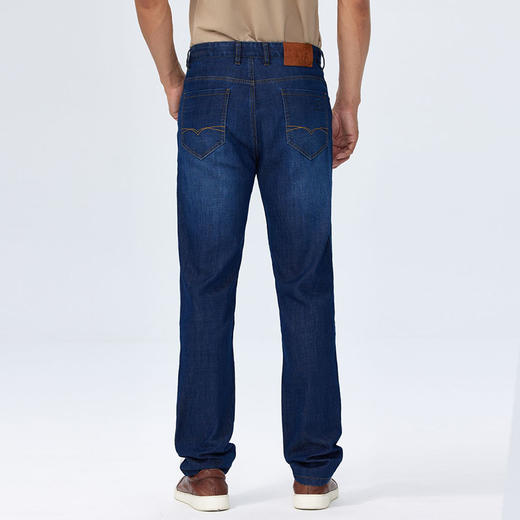 德鲨春夏新款棉质牛仔裤男青年蓝色直筒裤子男装休闲长裤 商品图3