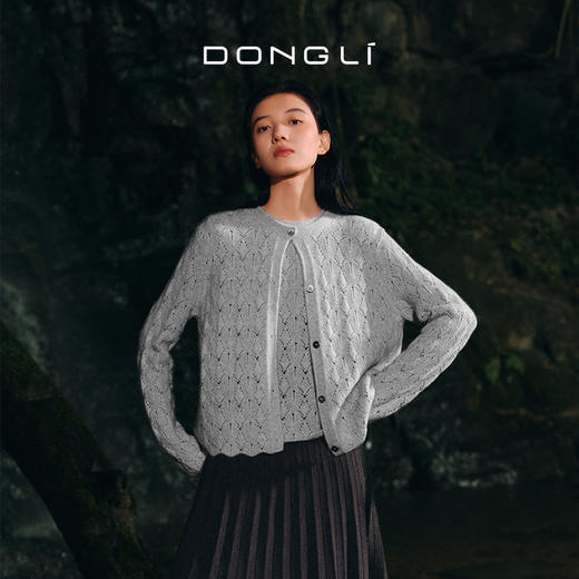 东黎 • 复苏的呼吸 山羊绒女士轻盈透气镂空圆领开衫 6030 商品图0