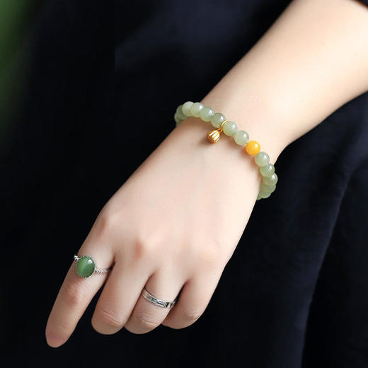 好事连连天然晴水和田玉手串 商品图1