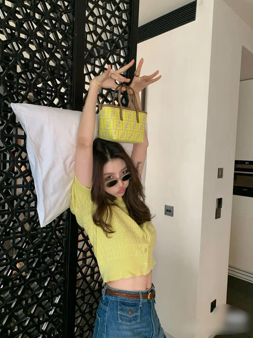 Fendi mini Roll tote 柠檬黄 老花拼皮 斜挎包 商品图1