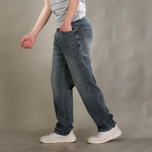 DRONKOO 2026 正常腰老花钮扣微弹中厚牛仔长裤 商品图2