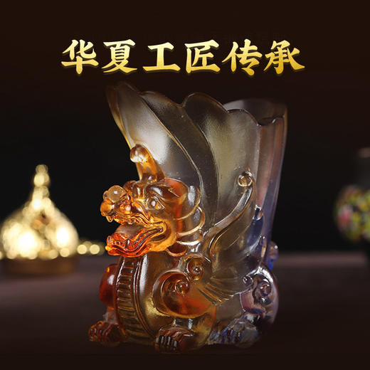 【祈愿吉品】霸王飞天貔貅古法文昌笔筒办公室书房桌摆件 商品图3