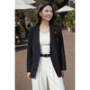 米思阳2026春季新款气质复古竖条纹西装v领一粒扣职场外套女0166 商品缩略图1
