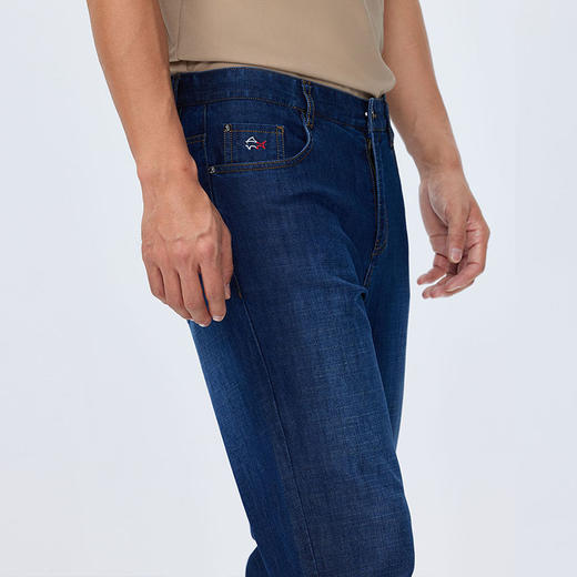 德鲨春夏新款棉质牛仔裤男青年蓝色直筒裤子男装休闲长裤 商品图2