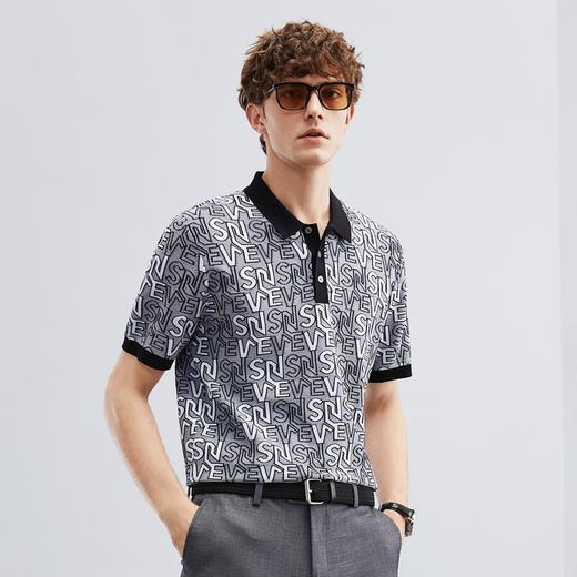 【伊力特】柒牌polo衫男士夏季新款时尚字母提花短袖T恤上衣	124T70860 商品图1