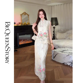 【孤品样衣，不退不换】【花间锦绣】重工国风100人丝印度丝钉珠马甲&半身裙