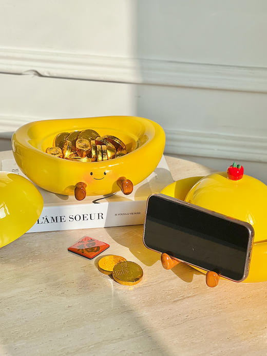 摩登主妇元宝干果盘桌面茶几可爱陶瓷糖带盖可爱乔迁新年结婚礼物 商品图3