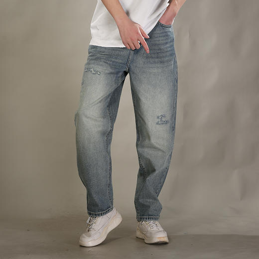 DRONKOO 2026 正常腰前襟右后袋织唛中厚牛仔长裤 商品图1