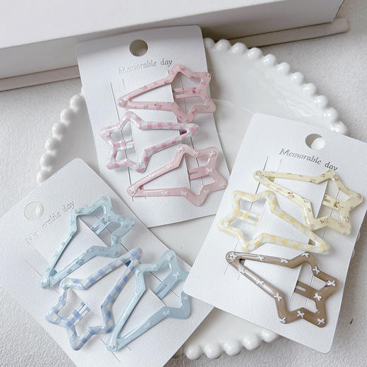 印花猫眼效果星星夹组合发夹（3个）-纪念日百货门店同款169099018 商品图4