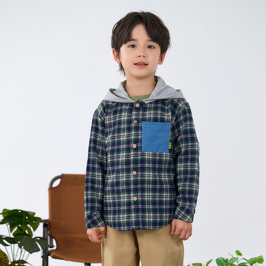 【格纹连帽衬衫】棉花堂 梭织格子连帽衬衫  A类  柔软有型  FD61073 商品图4