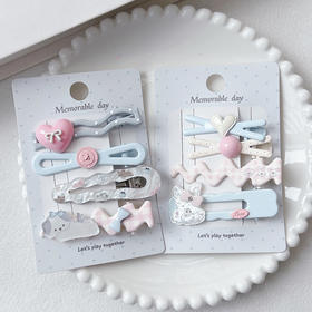 淡粉蓝可爱组合发夹（4个）-纪念日百货门店同款169096811