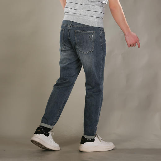 DRONKOO 2026 正常腰表袋右后袋竖长条绣线压胶中厚牛仔长裤 商品图3