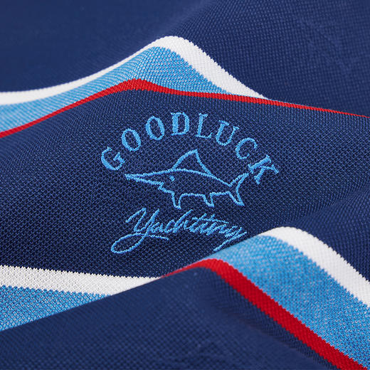 【桑蚕丝】德鲨条纹短袖POLO衫男青年时尚撞色翻领上衣T恤 商品图4