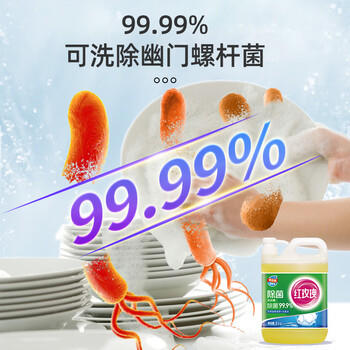 红玫瑰（Hongmeigui） 除菌洗洁精2kg洗除黄曲霉毒素和幽门螺杆菌A类食品用冷水去重油 /家庭清洁/纸品 /家庭环境清洁 /洗洁精 商品图2